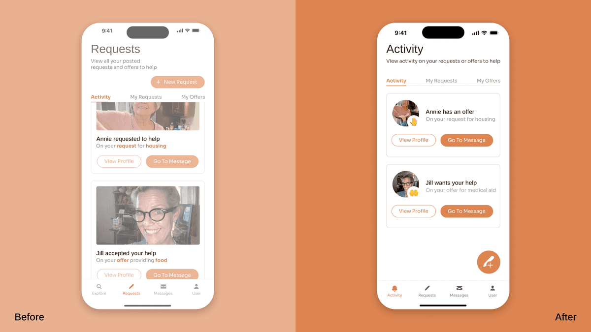 Viewing activity to accept help offers Update